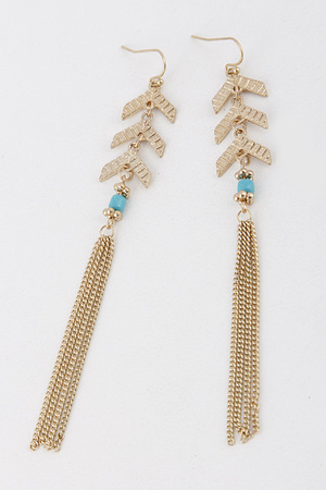 Western Chevron Earrings with Bead and Mesh Chain Detail 107 5JAD8